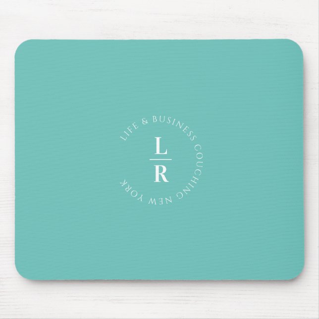 Monogram, salon, minimalistic, turquoise mouse pad (Front)