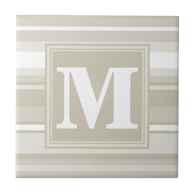 Monogram sandstone stripes ceramic tile (Front)