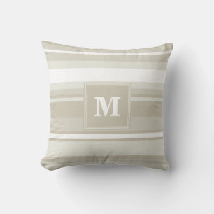 Monogram sandstone stripes cushion
