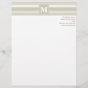 Monogram sandstone stripes customized letterhead
