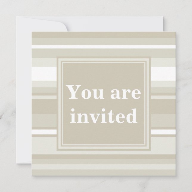 Monogram sandstone stripes invitation (Front)