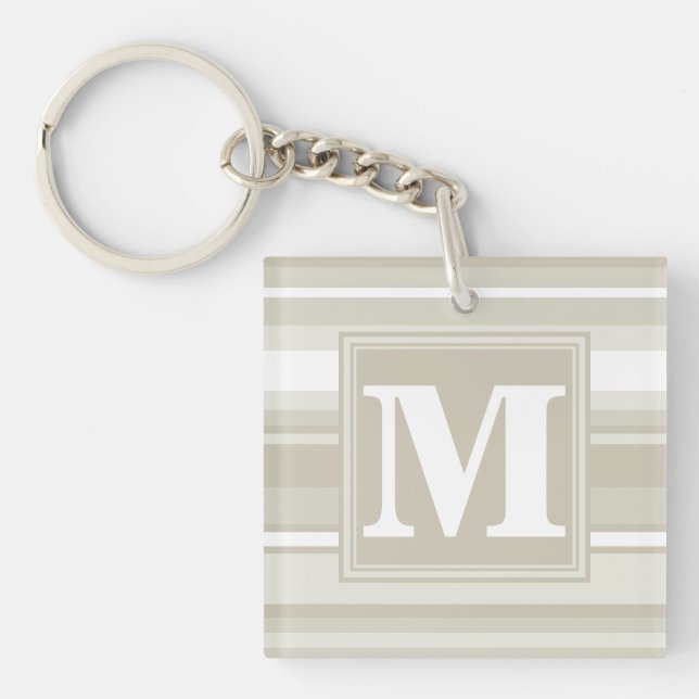 Monogram sandstone stripes key ring (Front)