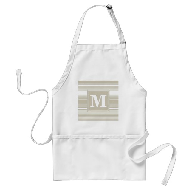 Monogram sandstone stripes standard apron (Front)