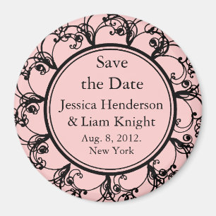 Monogram Save the Date Magnet pink