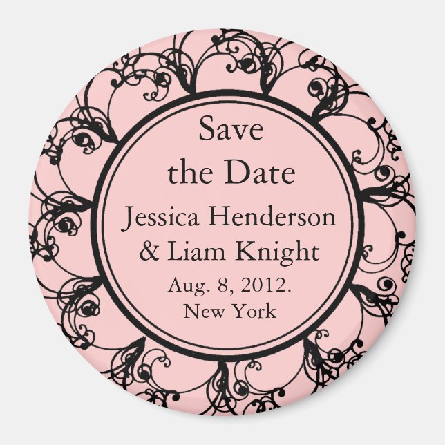 Monogram Save the Date Magnet pink (Front)
