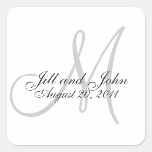 Monogram Save the Date Wedding Seal Sticker Square
