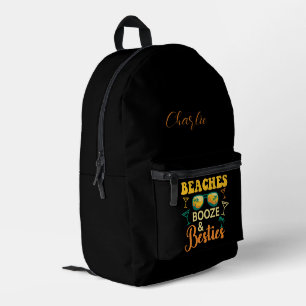 Monogram Script Bachelorette Beach Party Swag Printed Backpack