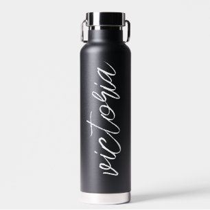 Monogram Script Black Water Bottle