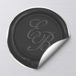 Monogram Script Black Wax Seal Wedding Favour<br><div class="desc">Monogram Script Black Wax Seal Wedding Favour Stickers.</div>