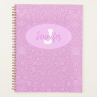 Monogram Script Blush Pink Blossoms Planner