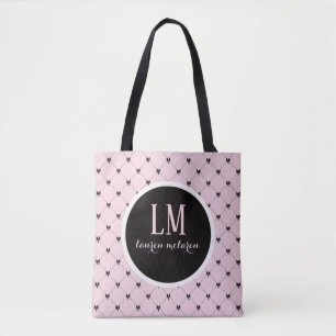 Monogram Script Bow Tote Bag – Pink & Black