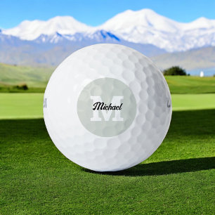 Monogram Script Calligraphy Sage Green Golf Balls