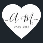 Monogram Script Custom Wedding date Heart Heart Sticker<br><div class="desc">Elevate your wedding details with the Minimalist Monogram Script Custom Wedding Date Heart shaped Sticker (see other shapes). This elegant and personalized sticker adds a touch of sophistication to your wedding stationery, allowing you to showcase your monogram and wedding date in a simple yet impactful way. The sticker features a...</div>