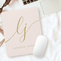 Monogram Script Elegant Feminine Blush Pink Gold