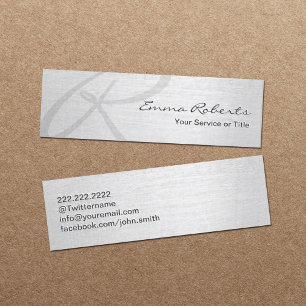Monogram Script Elegant Silver Mini Business Card