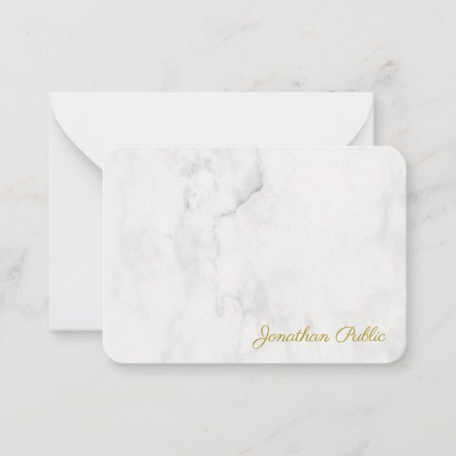 Monogram Script Elegant White Marble Template (Front)
