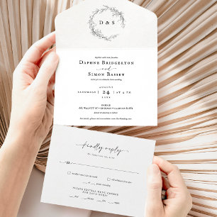 Monogram Script ELLE All in One Wedding Invite