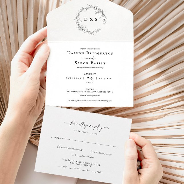 Monogram Script ELLE All in One Wedding Invite (Creator Uploaded)