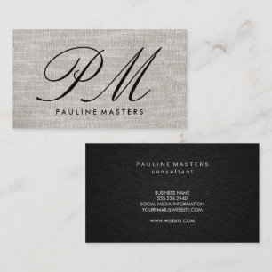 Monogram Script   Fabric Material Business Card
