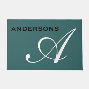Monogram Script Family Name Minimalist Modern Doormat