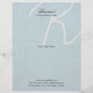Monogram Script Light Blue Faux Linen Brochures