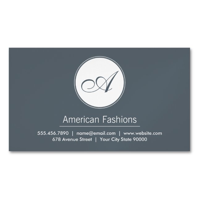 Monogram | Script Magnetic Business Card (Front)
