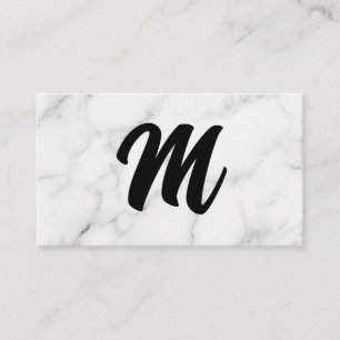 Monogram Script   Marble Background Business Card