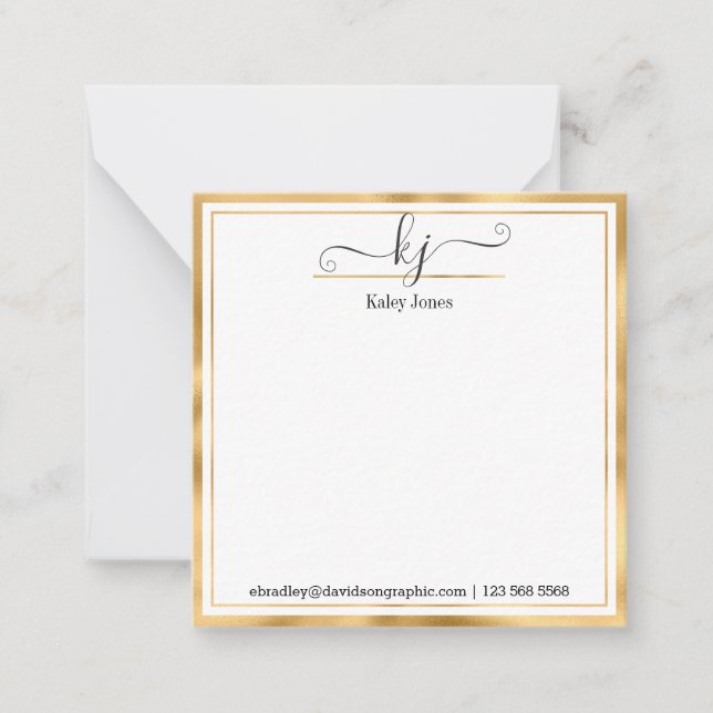 Monogram Script Name | From The Desk Of Note Card (Front)