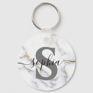 Monogram Script Name Initial Custom Personalized Key Ring