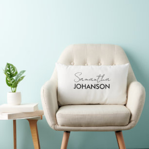 Monogram Script Name   Modern Minimalist Feminine Lumbar Cushion
