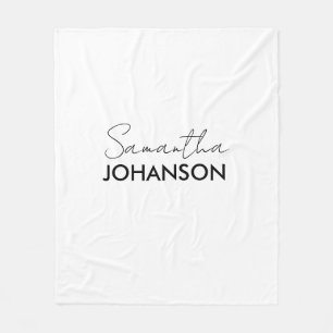 Monogram Script Name   Modern Minimalist  Fleece Blanket