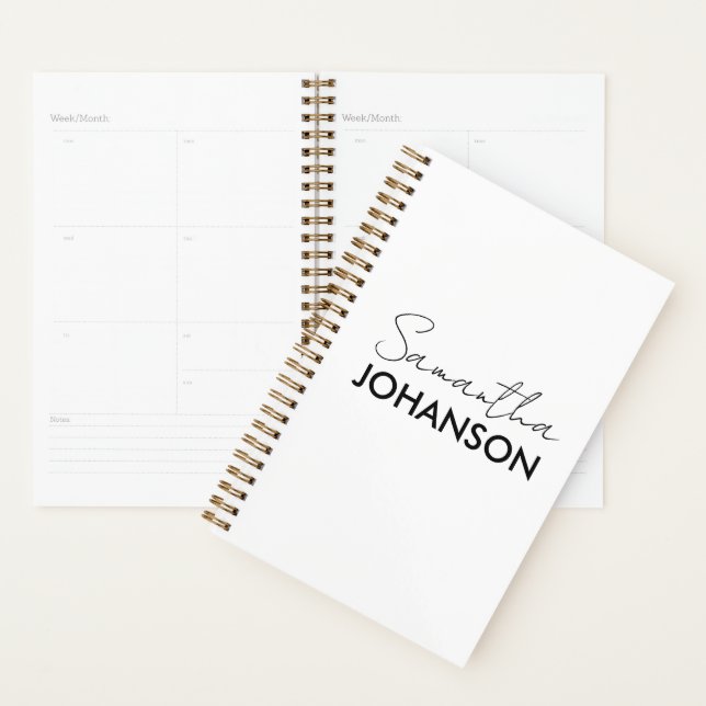 Monogram Script Name Modern Minimalist Planner (Display)
