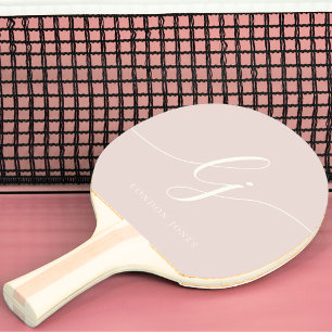 Monogram Script Name Modern Monogrammed Pink Ping Pong Paddle