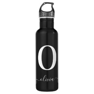 Monogram Script Name Personalised Black And White 710 Ml Water Bottle