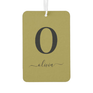 Monogram Script Name Personalised Gold And Black Car Air Freshener