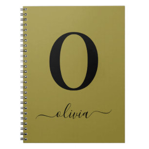 Monogram Script Name Personalised Gold And Black Notebook