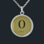 Monogram Script Name Personalised Gold And Black Sterling Silver Necklace<br><div class="desc">This stylish monogram and elegant script name design can be given as a gift for a birthday,  wedding favour,  bridal shower or any occasion. It can be customised with the person's initial and name.</div>