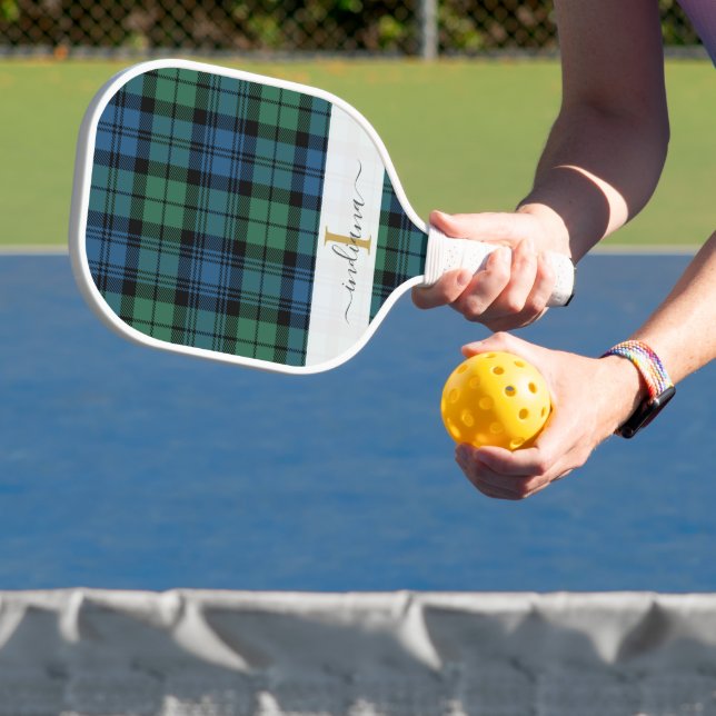Monogram Script Name Plaid Clan Campbell Tartan Pickleball Paddle (Insitu)