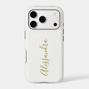Monogram Script Name White Gold Minimalist Stylish