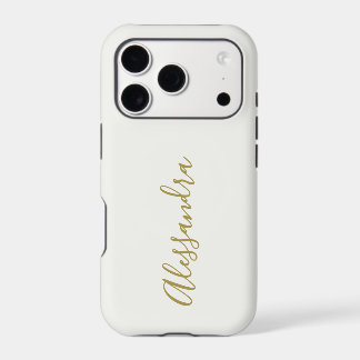 Monogram Script Name White Gold Minimalist Stylish
