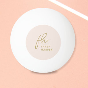 Monogram Script Personalised Name Blush Pink Gold Ping Pong Ball