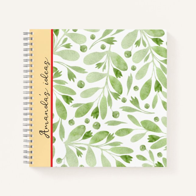 Monogram script pretty colours and pattern Greener Notebook (Front)