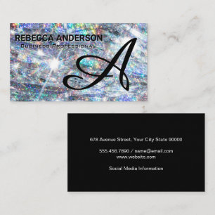 Monogram Script   Shiny Glitter Background Business Card