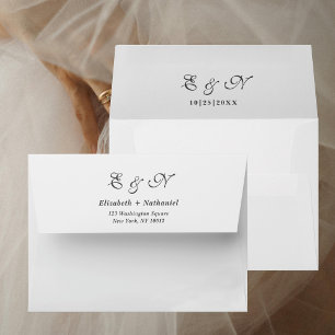 Monogram Script Timeless Wedding Return Address Envelope