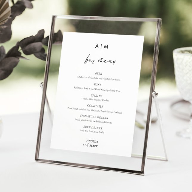 Monogram Script Wedding Bar Drinks Menu Sign (Creator Uploaded)
