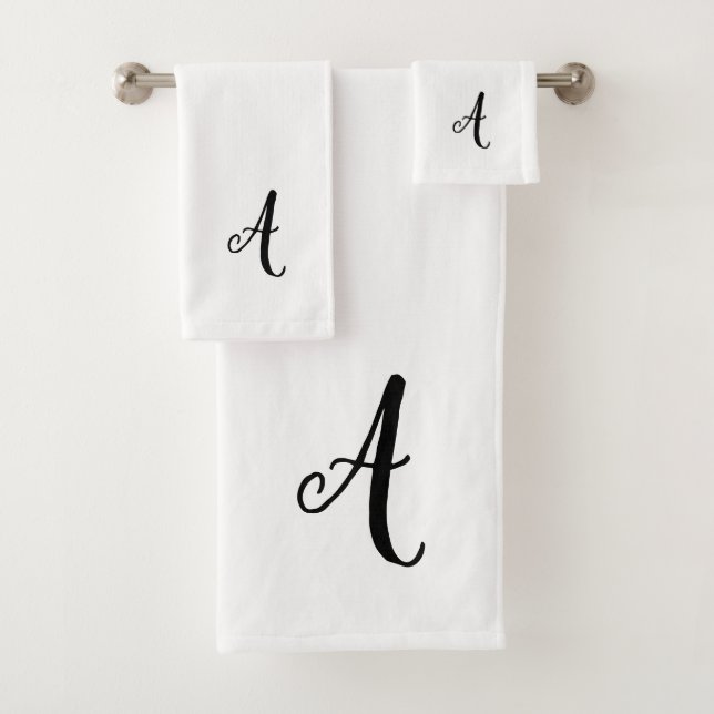 Monogram Script Wedding Bath Towel Set (Insitu)