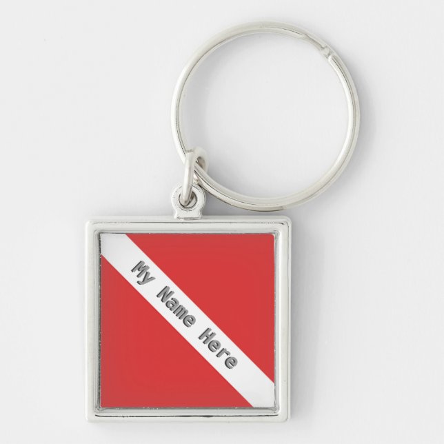 MONOGRAM SCUBA DIVING LOGO RED DIVER FLAG KEY RING (Front)
