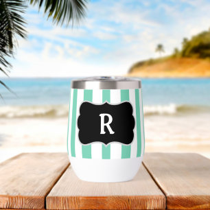 Monogram Seafoam Green White Cabana Stripes