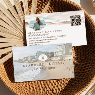 Monogram Seashell Properties Photo Real Estate Business Card