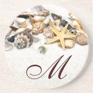 Monogram Seashells Coaster